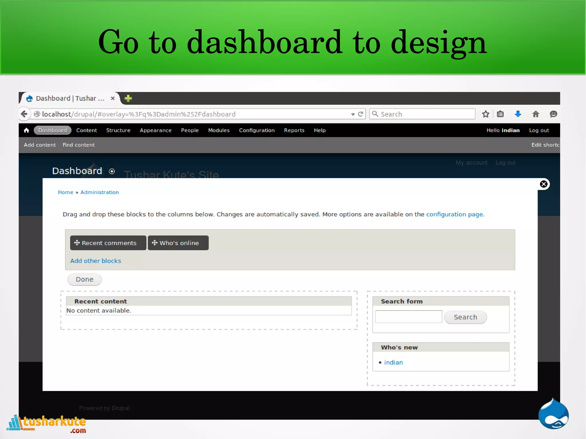 Go to dashboard to design
 