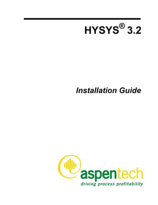 HYSYS®
3.2
Installation Guide
 