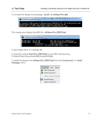 Installing AsyncPro into Delphi XE and C++Builder XE | PDF