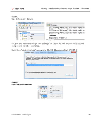 Installing AsyncPro into Delphi XE and C++Builder XE | PDF