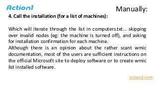 4. Call the installation (for a list of machines):
Which will iterate through the list in computers.txt… skipping
over inv...