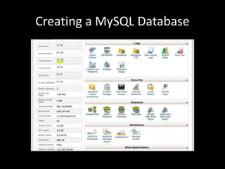 Creating a MySQL Database
 