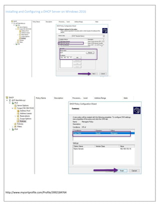 Installing and configuring a dhcp on windows server 2016 step by step | PDF