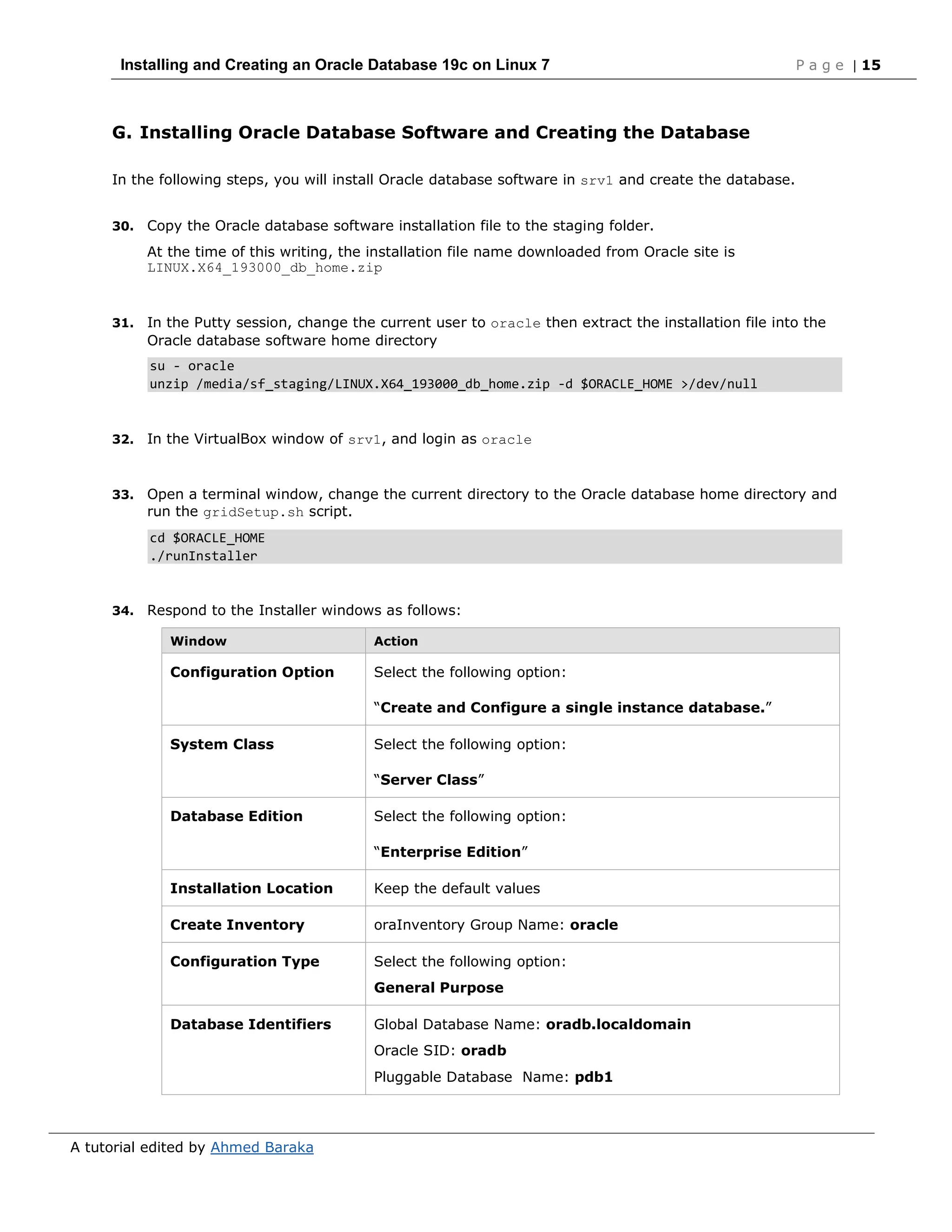 Installing and Creating an Oracle Database 19c on Linux 7.pdf