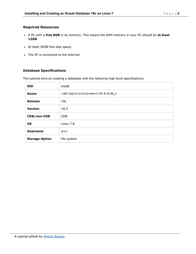 Installing And Creating An Oracle Database 19c On Linux 7 pdf