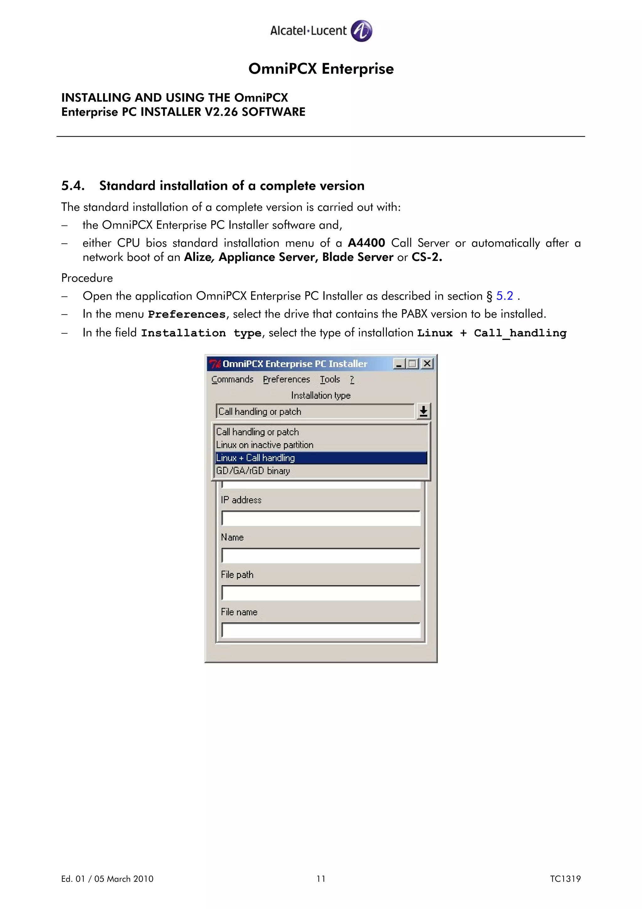 Installing and using the omni pcx enterprise pc installer v2.26 ...