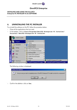 Installing and using the omni pcx enterprise pc installer v2.26 ...