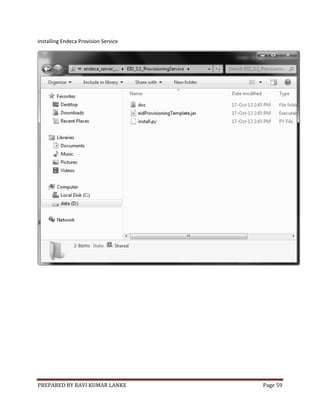 PREPARED BY RAVI KUMAR LANKE Page 59
Installing Endeca Provision Service
 