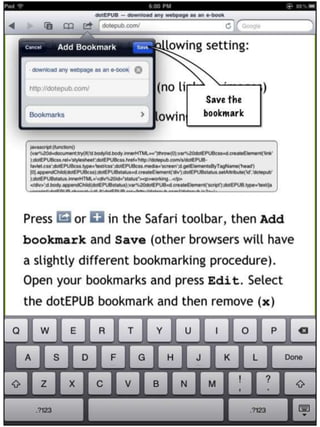 Installing ePub bookmarklet on the iPad
