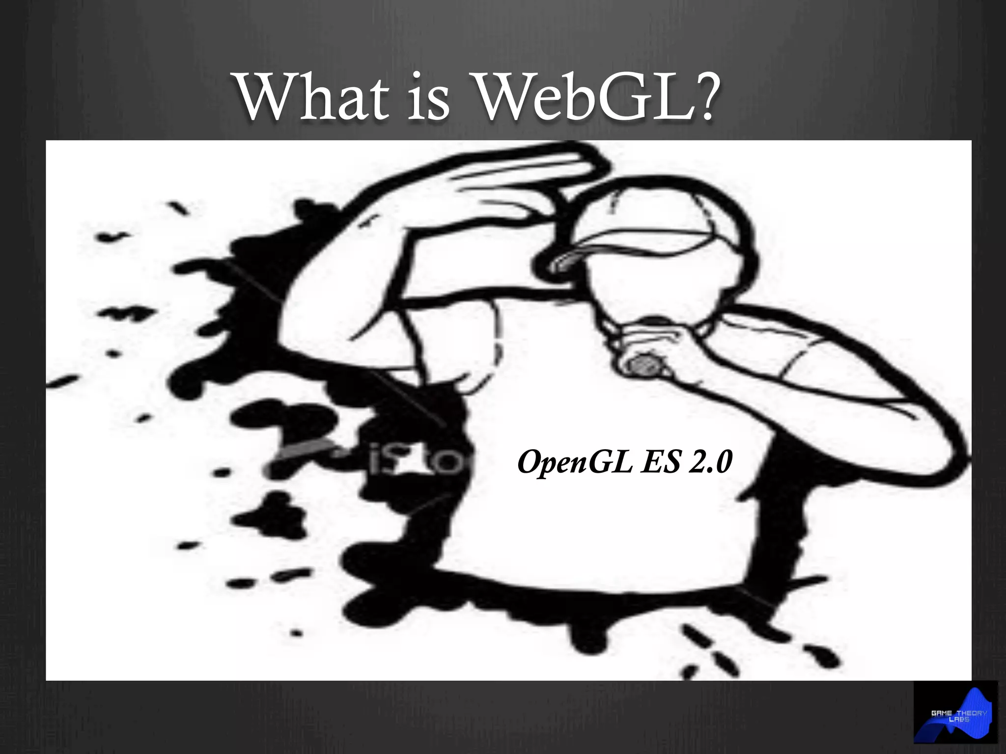 What is WebGL?
OpenGL ES 2.0
 