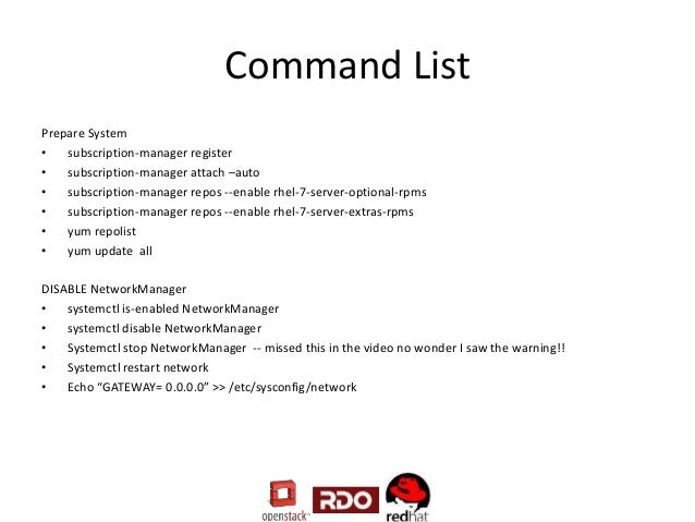 installing openstack juno using rdo on rhel yum cheat sheet