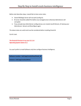 Step By Step to Install Oracle Business Intelligence | PDF