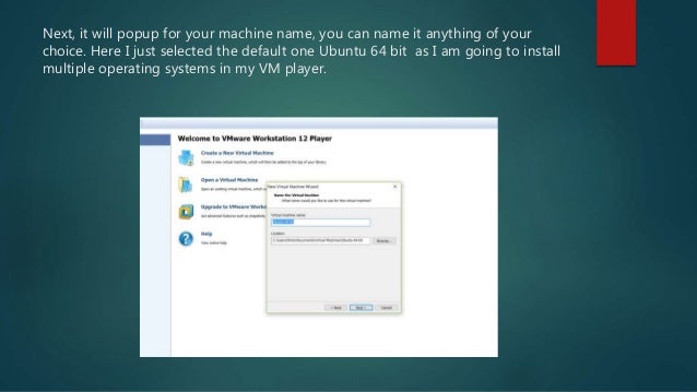 Installing ubuntu in vmware on Windows 10