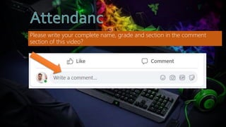 Please write your complete name, grade and section in the comment
section of this video?
 