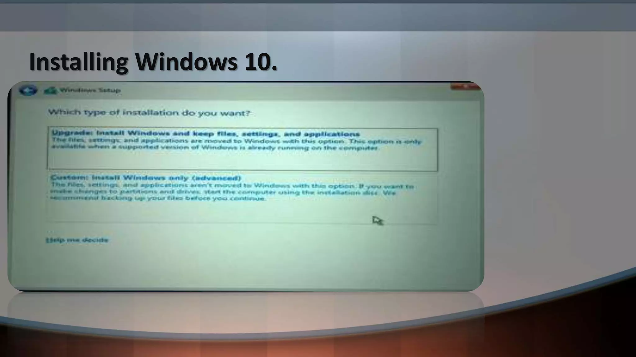 Installing Windows 10.
 