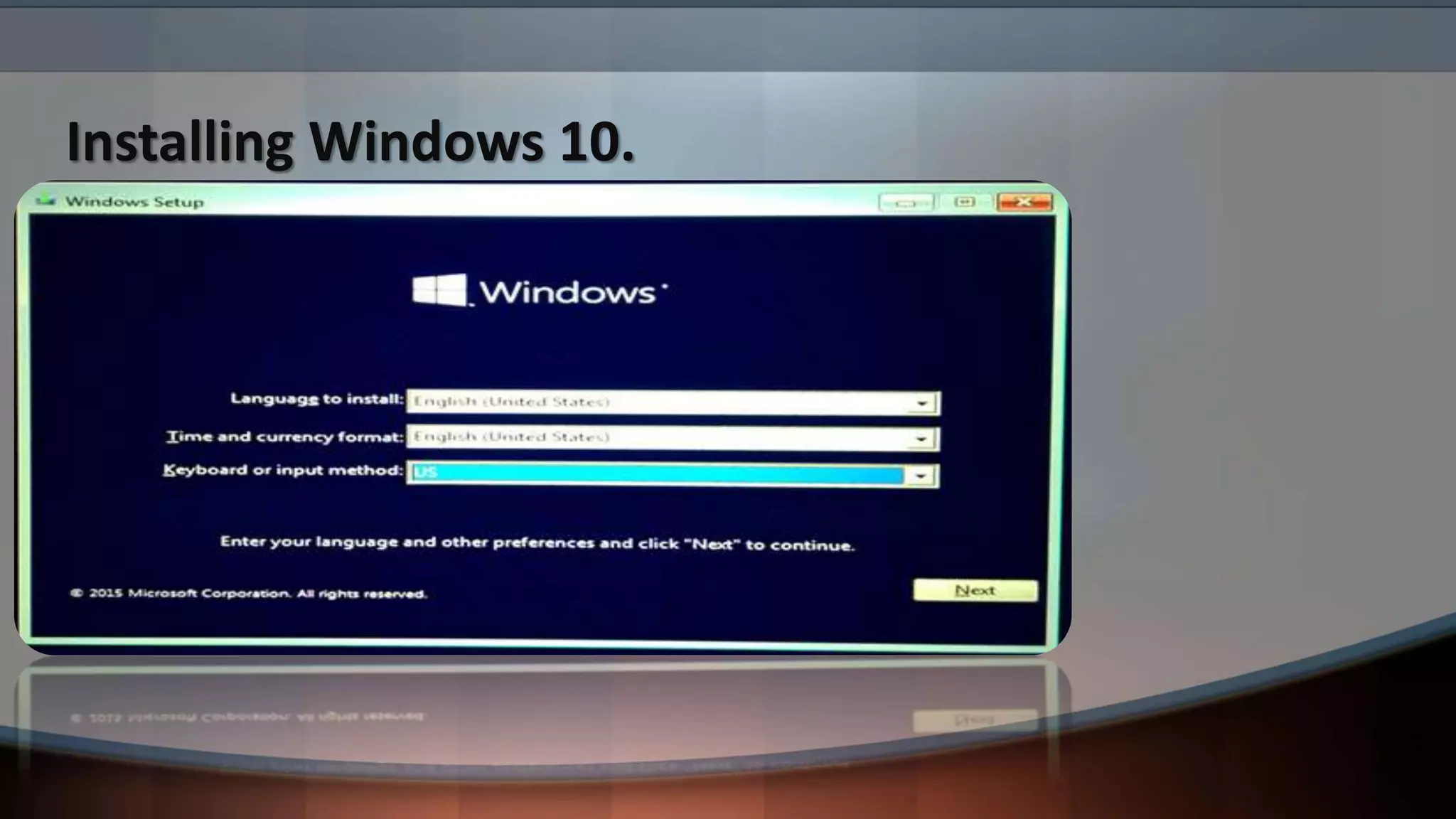 Installing Windows 10.
 