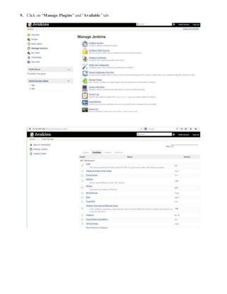 9. Click on “Manage Plugins” and “Available” tab
 