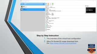 Step8:
Step by Step Instruction
1. The overview of the virtual host configuration
2. MikroTik RouterOS image download from
the https://www.mikrotik.com/download
 