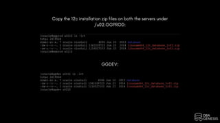 Copy the 12c installation zip files on both the servers under
/u02.GGPROD:
GGDEV:
 