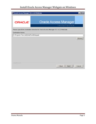 Install oracle oam web gate on windows