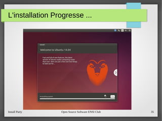 Install Party Open Source Software ENSI Club 35
L'installation Progresse ...
 