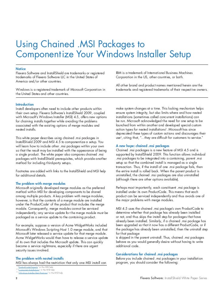 Using Chained Msi Packages To Componentize Your Windows Installer Se Using Chained Msi Packages To Componentize Your Windows Installer Se