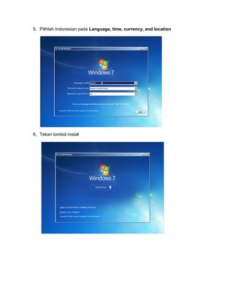 5. Pilihlah Indonesian pada Language, time, currency, and location




6. Tekan tombol install
 