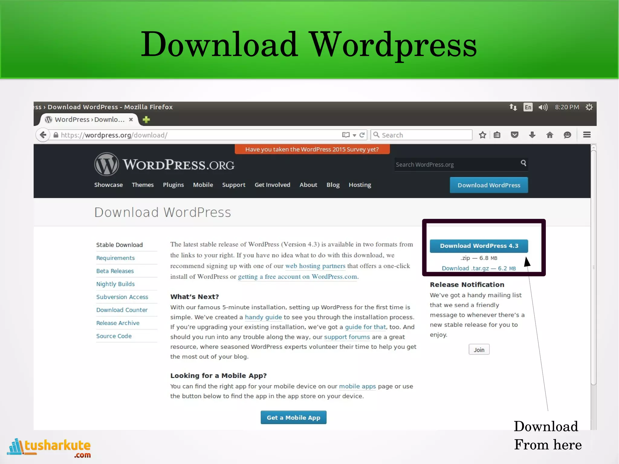 Download Wordpress
Download 
From here
 
