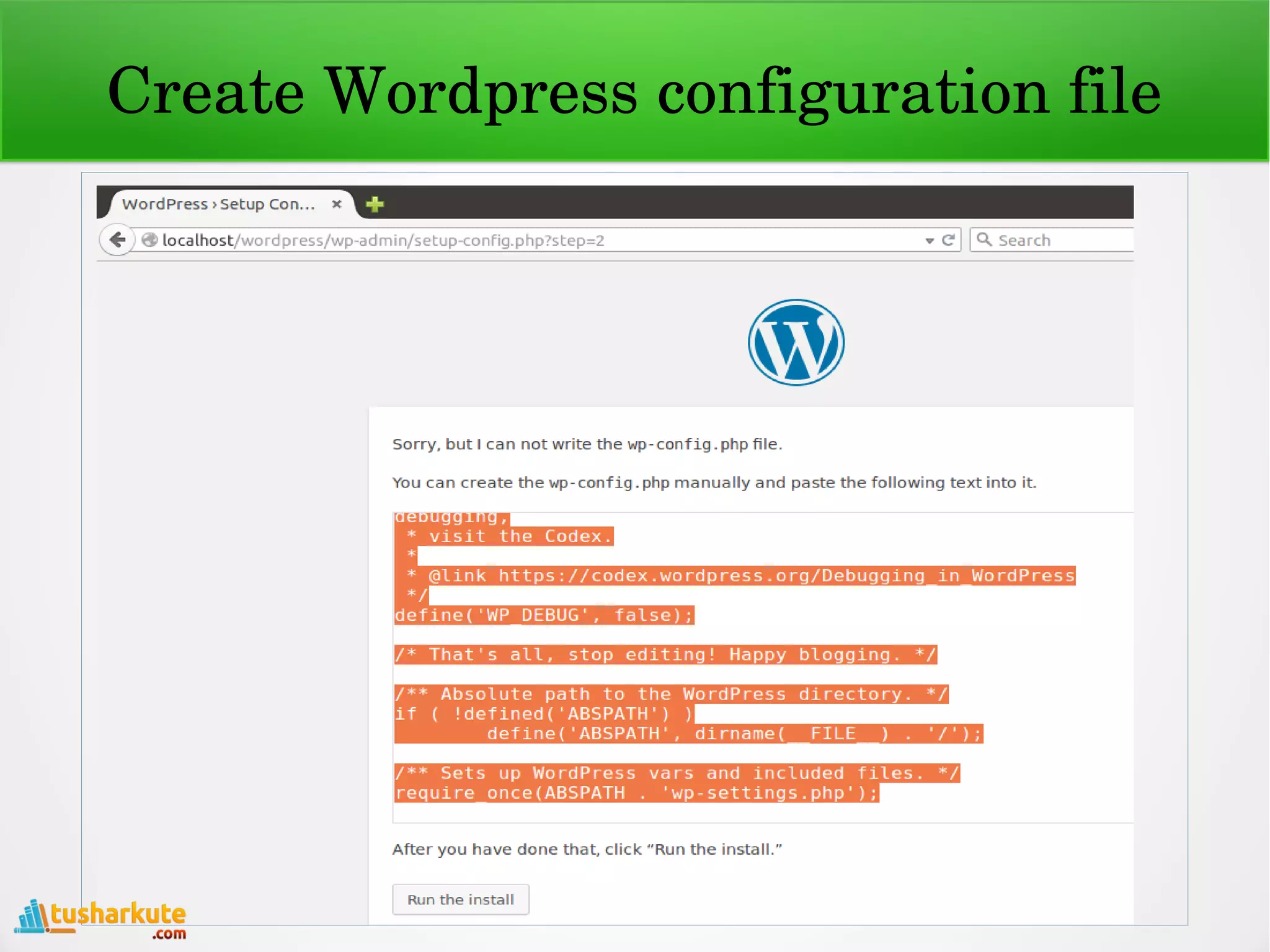 Create Wordpress configuration file
 