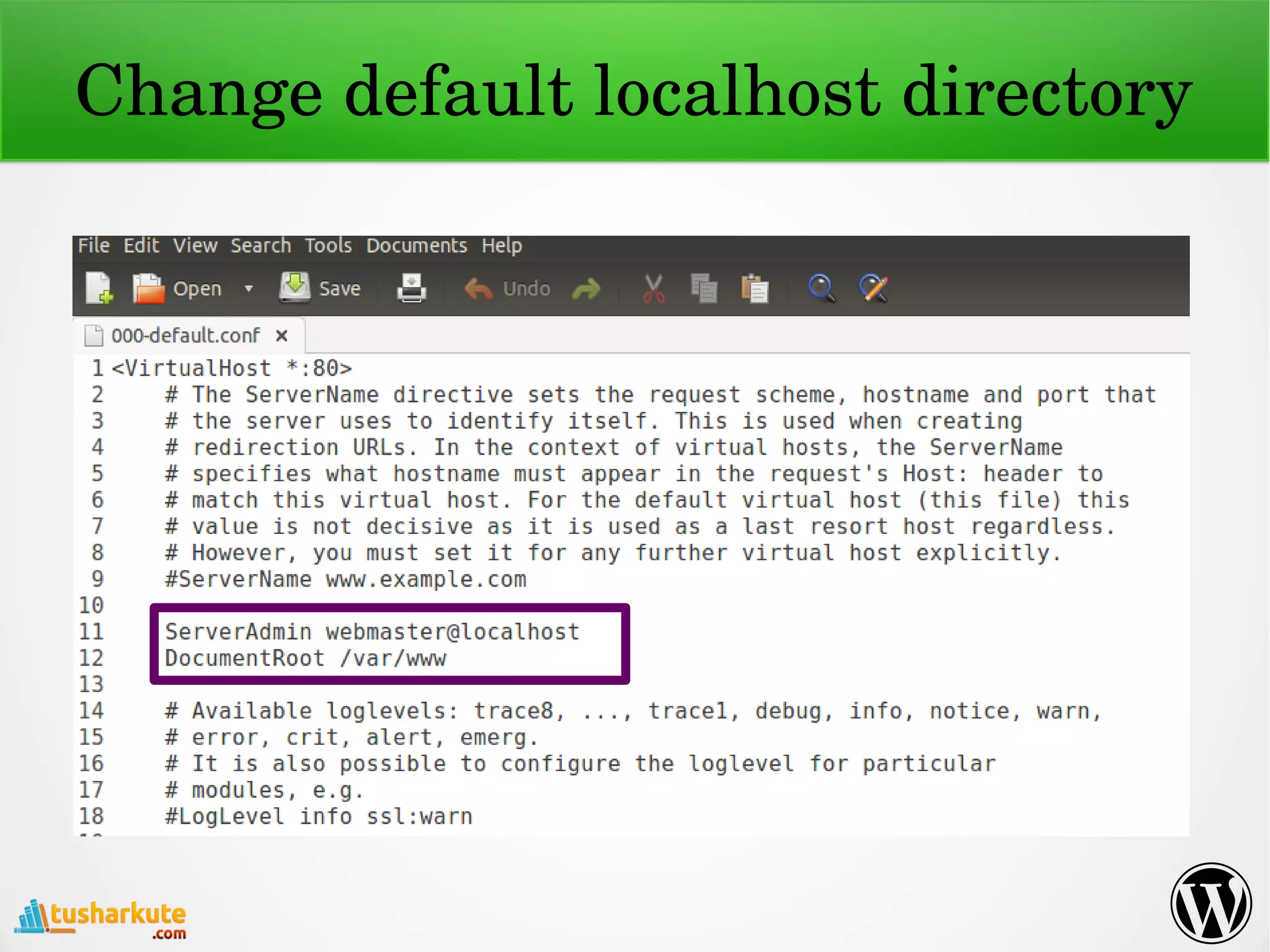 Change default localhost directory
 