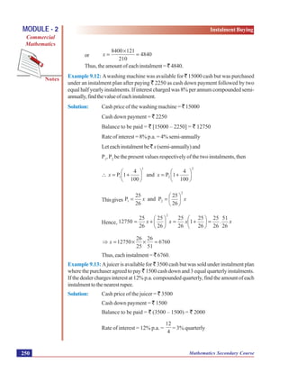 Instalment buying /COMMERCIAL MATHEMATICS | PDF