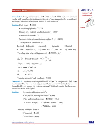 Instalment buying /COMMERCIAL MATHEMATICS | PDF