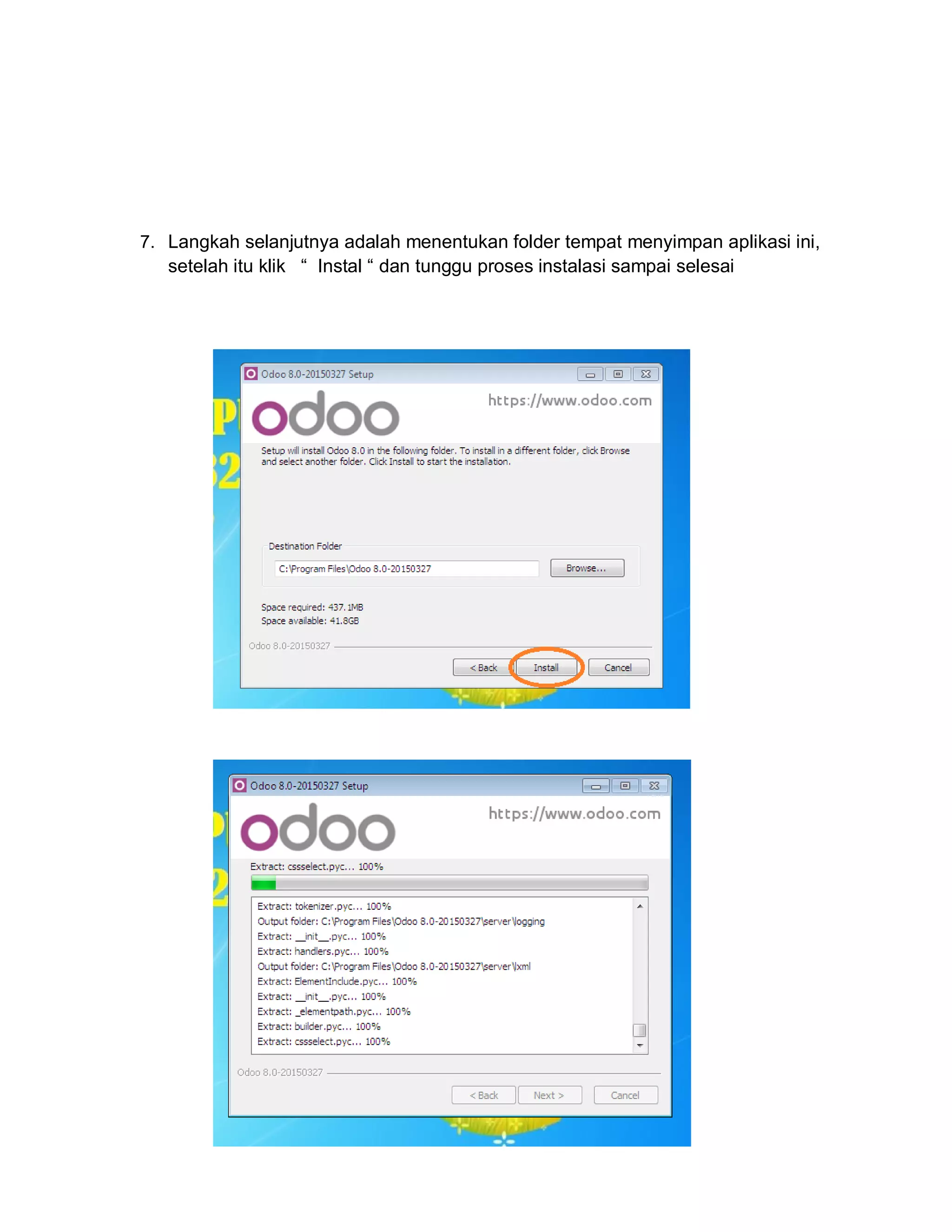 7. Langkah selanjutnya adalah menentukan folder tempat menyimpan aplikasi ini,
setelah itu klik “ Instal “ dan tunggu proses instalasi sampai selesai
 