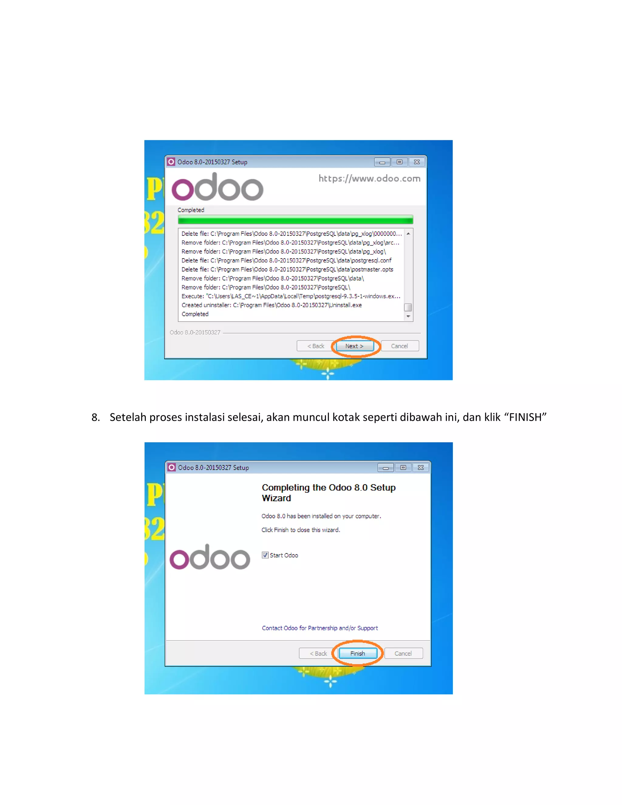 8. Setelah proses instalasi selesai, akan muncul kotak seperti dibawah ini, dan klik “FINISH”
 