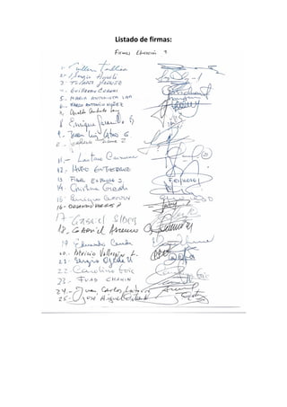 Listado de firmas:
 