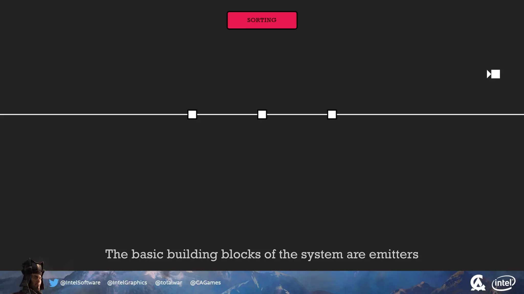 The basic building blocks of the system are emitters
 