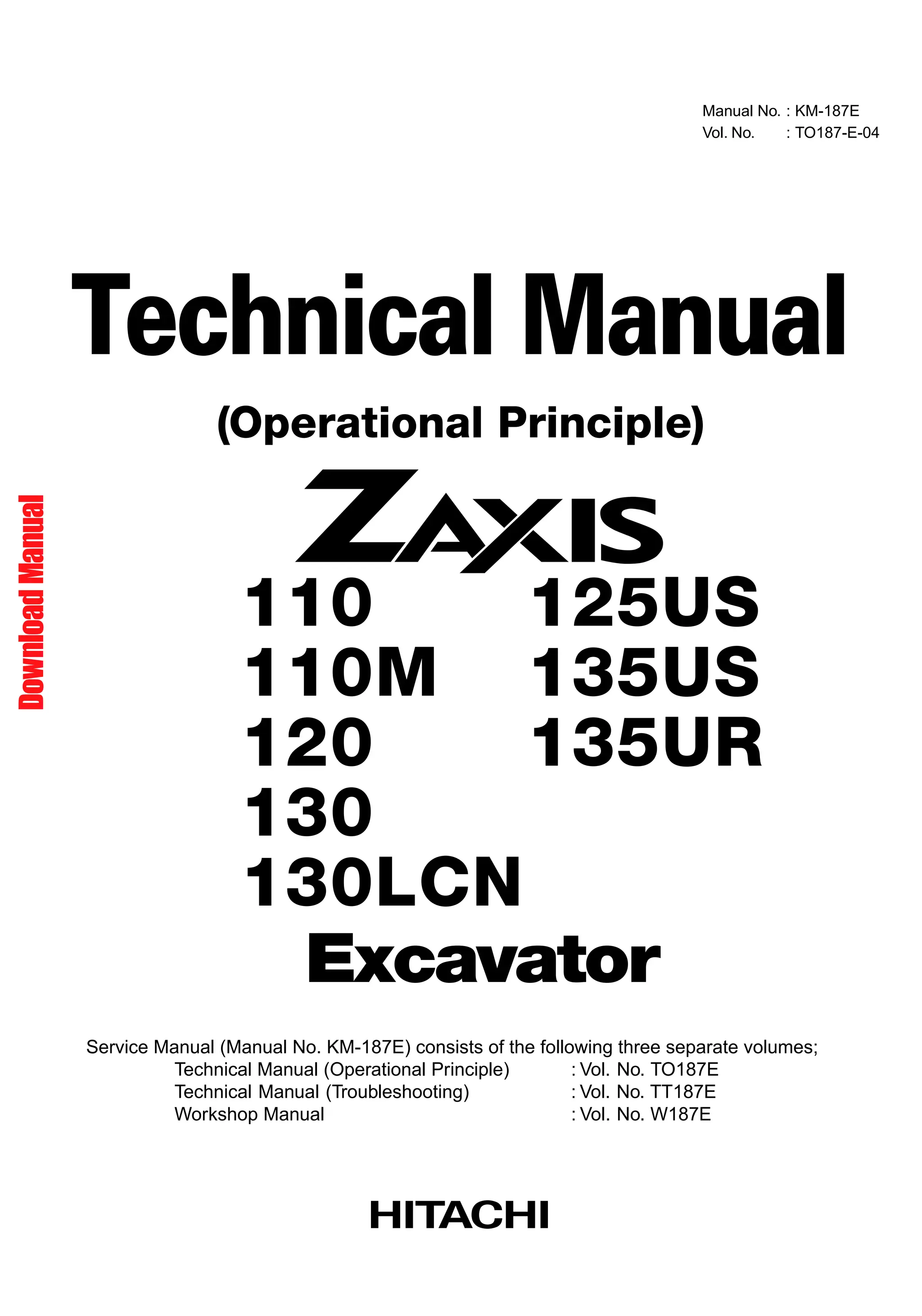 Instant Access Hitachi 125US 135US Excavator Service Manual.pdf
