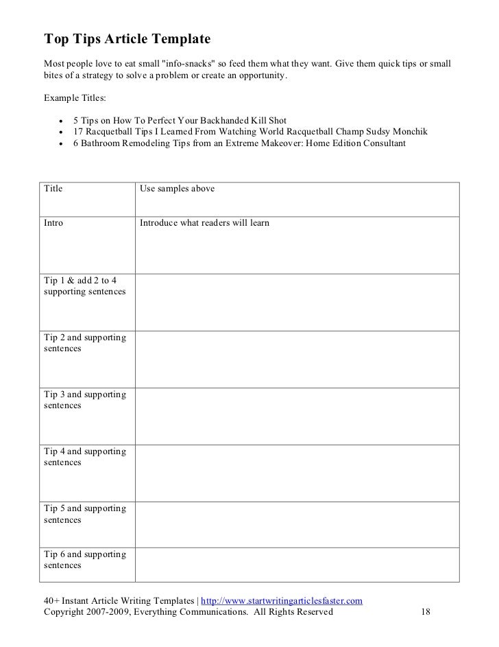 instant article writing templates