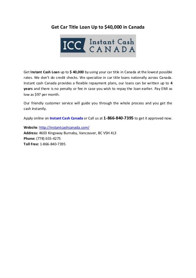 Instant cash Loan In Canada