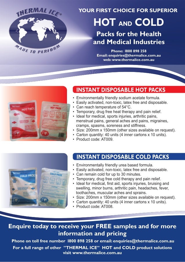 Instant hot & cold packs flyer