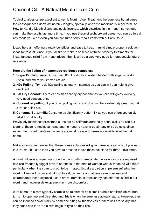 Coconut Oil A Natural Mouth Ulcer Cure