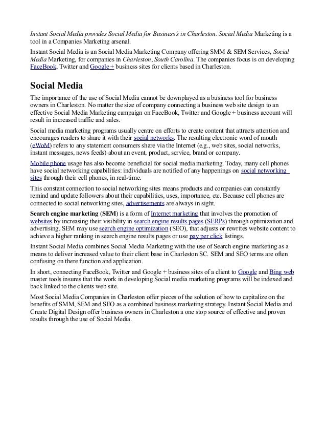 instant social media charleston