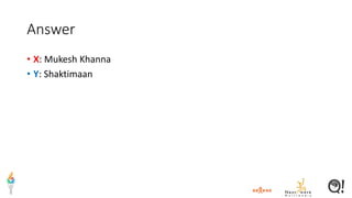 Answer
• X: Mukesh Khanna
• Y: Shaktimaan
 