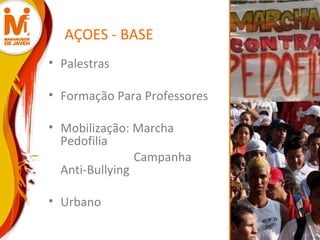 AÇOES - BASE Palestras Formação Para Professores Mobilização: Marcha Pedofilia  Campanha Anti-Bullying  Urbano  