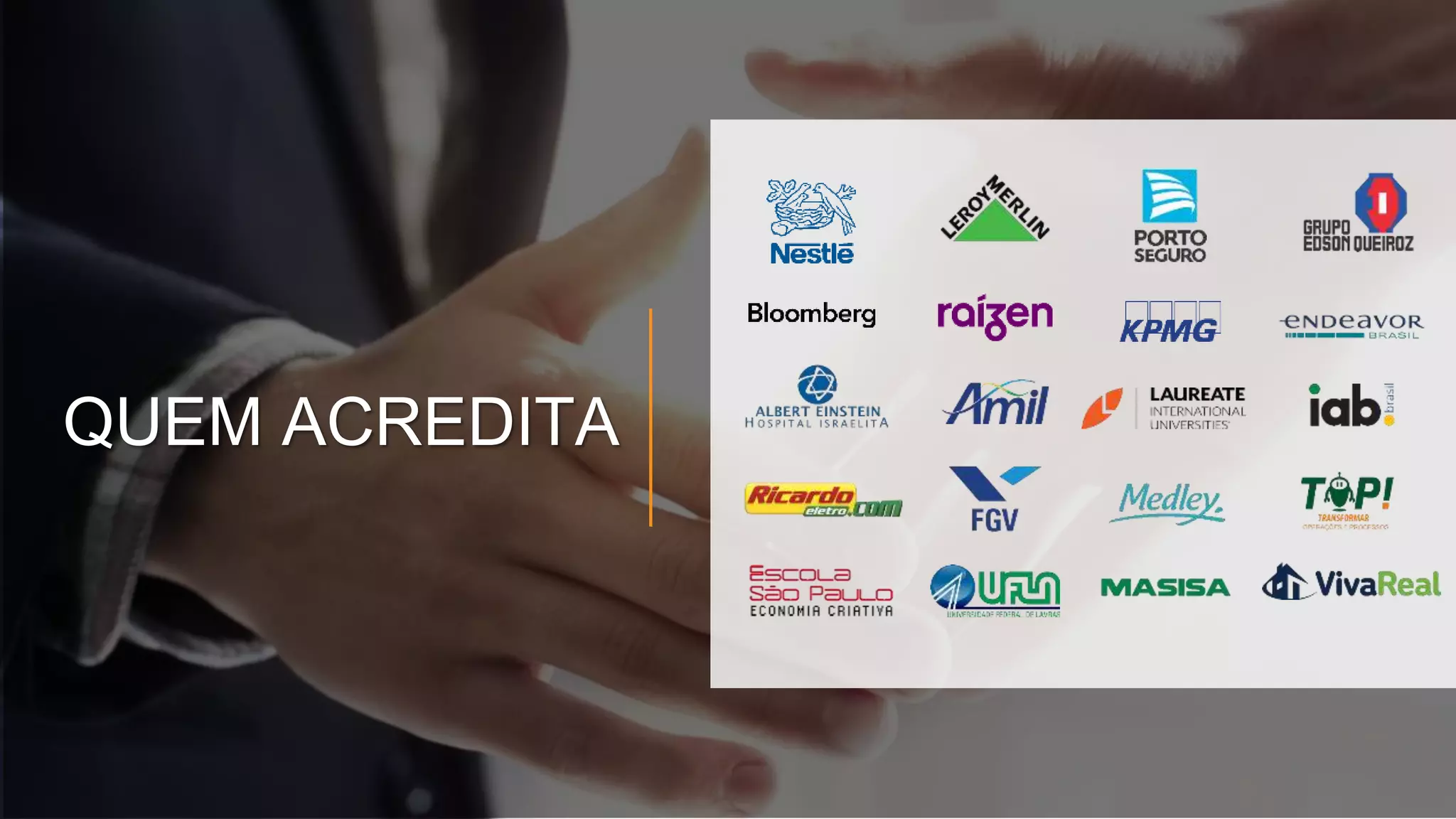 LIDERANÇA
Ciclo de Gestão
Avaliação de Desempenho
Planejamento de MetasMeritocracia e Reconhecimento
Mapeamento de Talentos e Sucessão
Conversas de Desenvolvimento
Planejamento de Pessoas
 