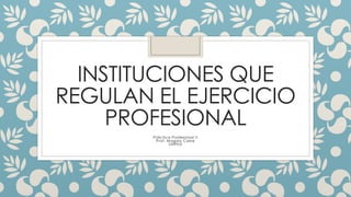 INSTITUCIONES QUE
REGULAN EL EJERCICIO
PROFESIONAL
Práctica Profesional II
Prof. Magaly Caba
UNPHU
 