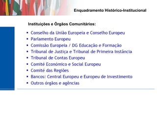 Enquadramento Histórico-Institucional Instituições e Órgãos Comunitários: