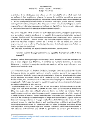 Institut Brennus –
Dossier n°1 – Philippe Migault – 5 janvier 2023 –
Budget des Armées
La protection de nos intérêts, c’es...