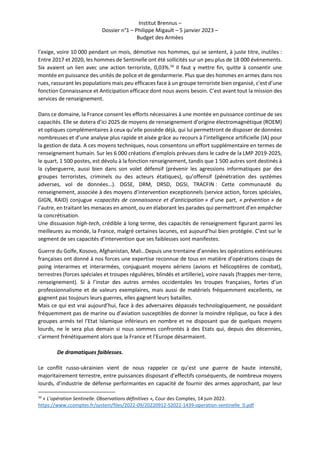Institut Brennus –
Dossier n°1 – Philippe Migault – 5 janvier 2023 –
Budget des Armées
l’exige, voire 10 000 pendant un mo...