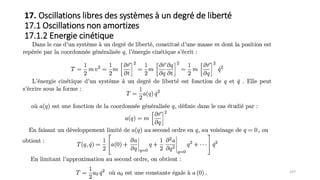 107
17. Oscillations libres des systèmes à un degré de liberté
17.1 Oscillations non amortizes
17.1.2 Energie cinétique
 